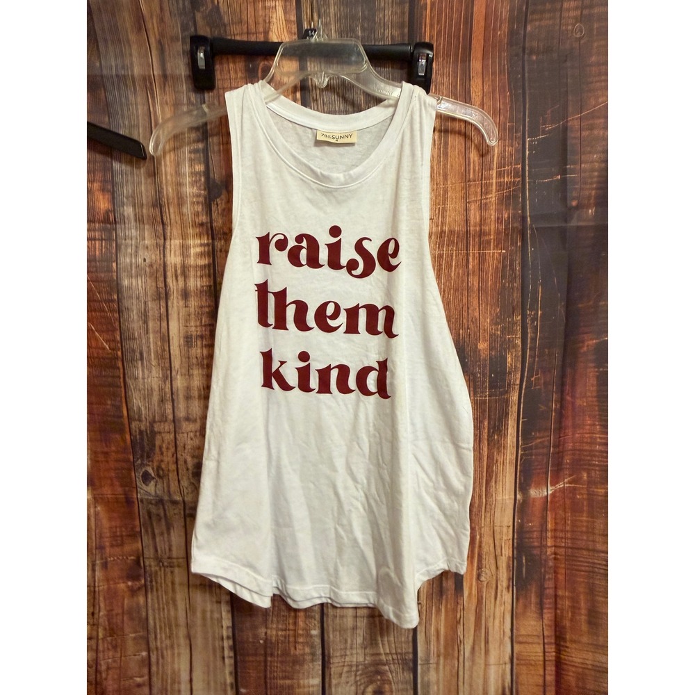 78&Sunny Raise Them Kind Graphic Tank Top White Burgundy M NEW
